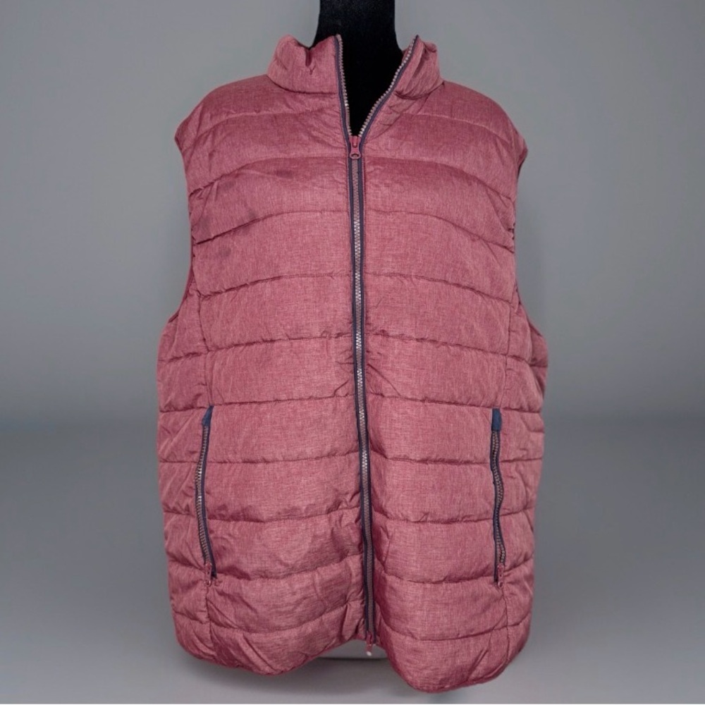 UNTUCKit Thierry Quilted Puffer Vest Men XXL burgundy Full Zip with storage bag